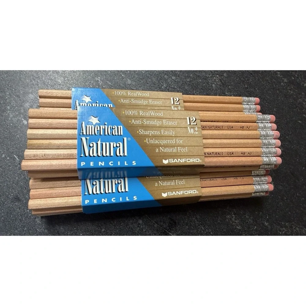 Vintage Sanford American‎ Natural No. 2 HB Pencils - 60 Count Box - NOS USA Made